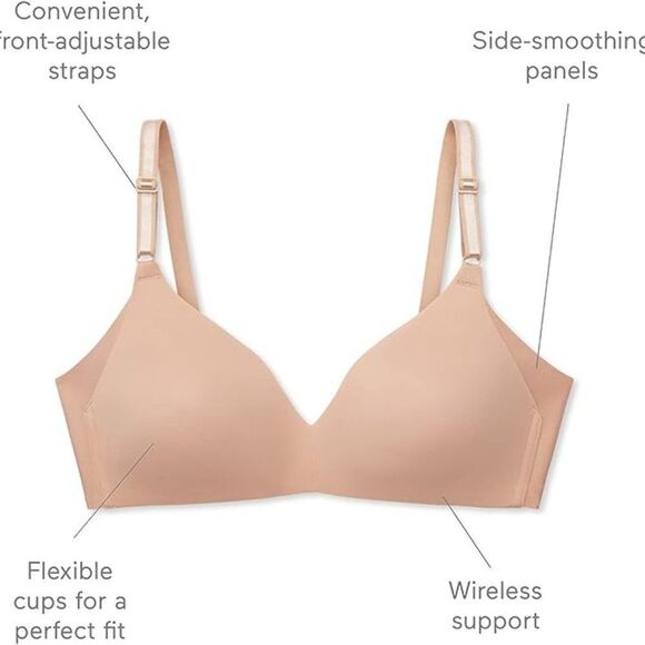 Warner's Bra 36C  Blissful Benefits Wireless Taupe 01056 ** - Picture 3 of 12